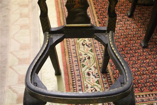 A pair of 1920s chinoiserie lacquer dining chairs